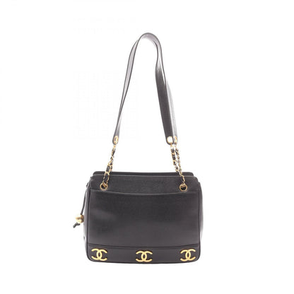 Chanel Tote Triple CC Logo Black Caviar Leather Coco