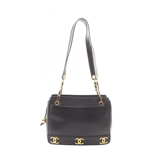 Chanel Tote Triple CC Logo Black Caviar Leather Coco