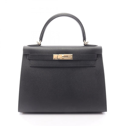 Hermes Handbag Kelly 28 Sellier 2-Way Black Leather Calf