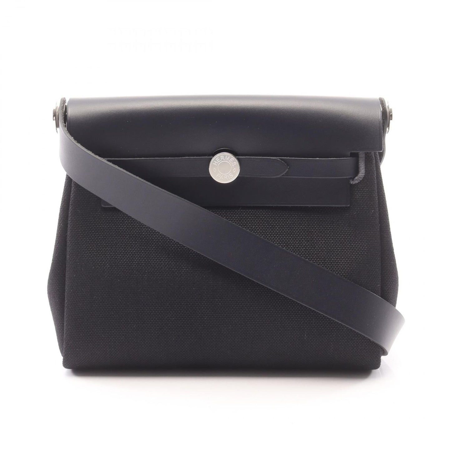 Hermes Shoulder Bag Herbag Zip Mini Black Blue New Canvas Leather Zip PM