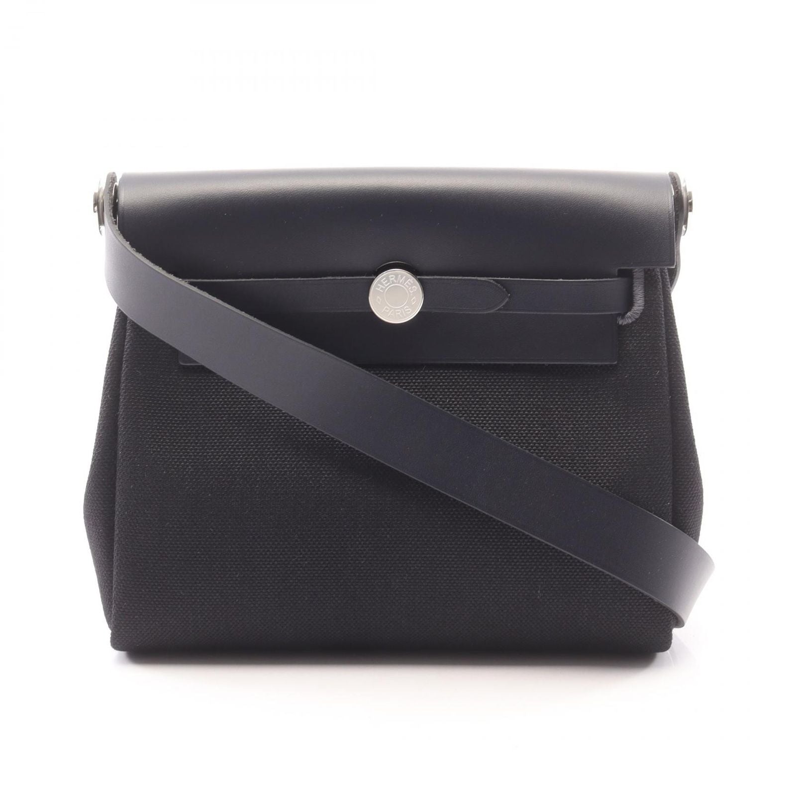 Hermes Shoulder Bag Herbag Zip Mini Black Blue New Canvas Leather Zip PM