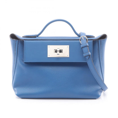 Hermes Handbag 24 Van Quatre 21 Verso Mini 2-Way Blue France Leather Calf Sac
