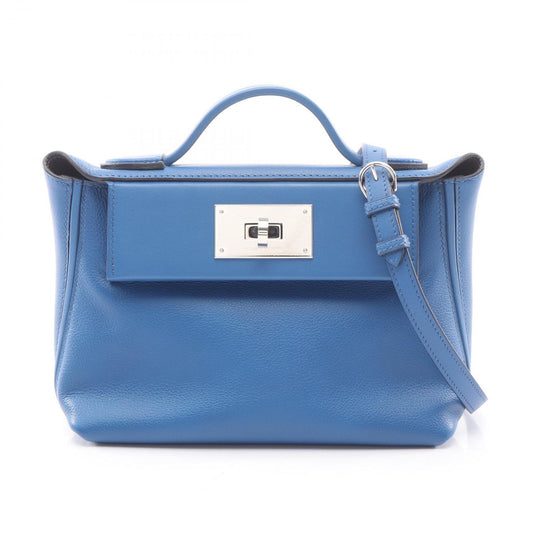 Hermes Handbag 24 Van Quatre 21 Verso Mini 2-Way Blue France Leather Calf Sac