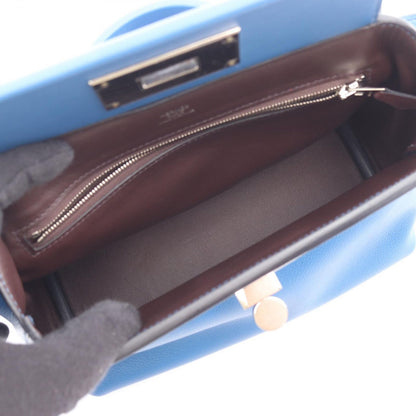 Hermes Handbag 24 Van Quatre 21 Verso Mini 2-Way Blue France Leather Calf Sac — view 3