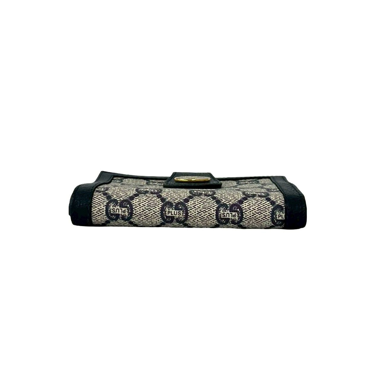 Gucci Vintage Plus Logo Leather Clasp Bifold Wallet Navy — view 6