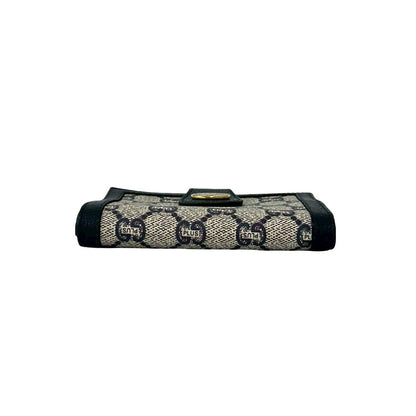 Gucci Vintage Plus Logo Leather Clasp Bifold Wallet Navy — view 6
