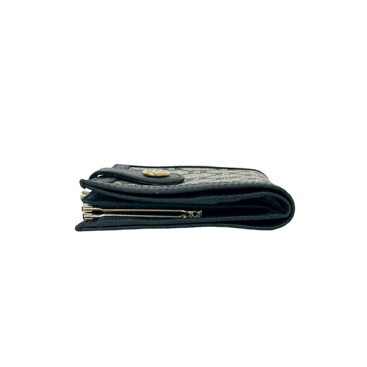 Gucci Vintage Plus Logo Leather Clasp Bifold Wallet Navy — view 4