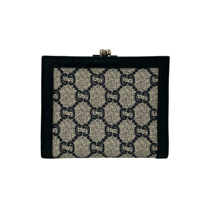 Gucci Vintage Plus Logo Leather Clasp Bifold Wallet Navy — view 2