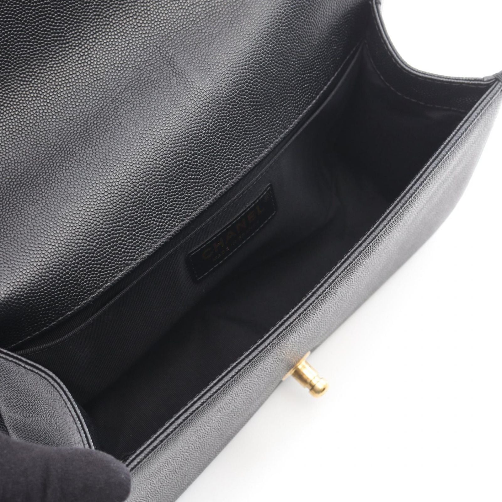 Chanel Shoulder Bag Black Caviar Leather Chain — view 3