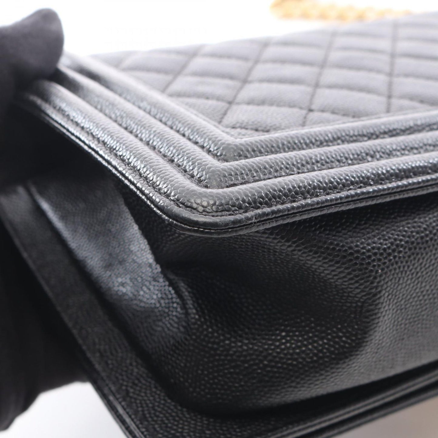 Chanel Shoulder Bag Black Caviar Leather Chain — view 6