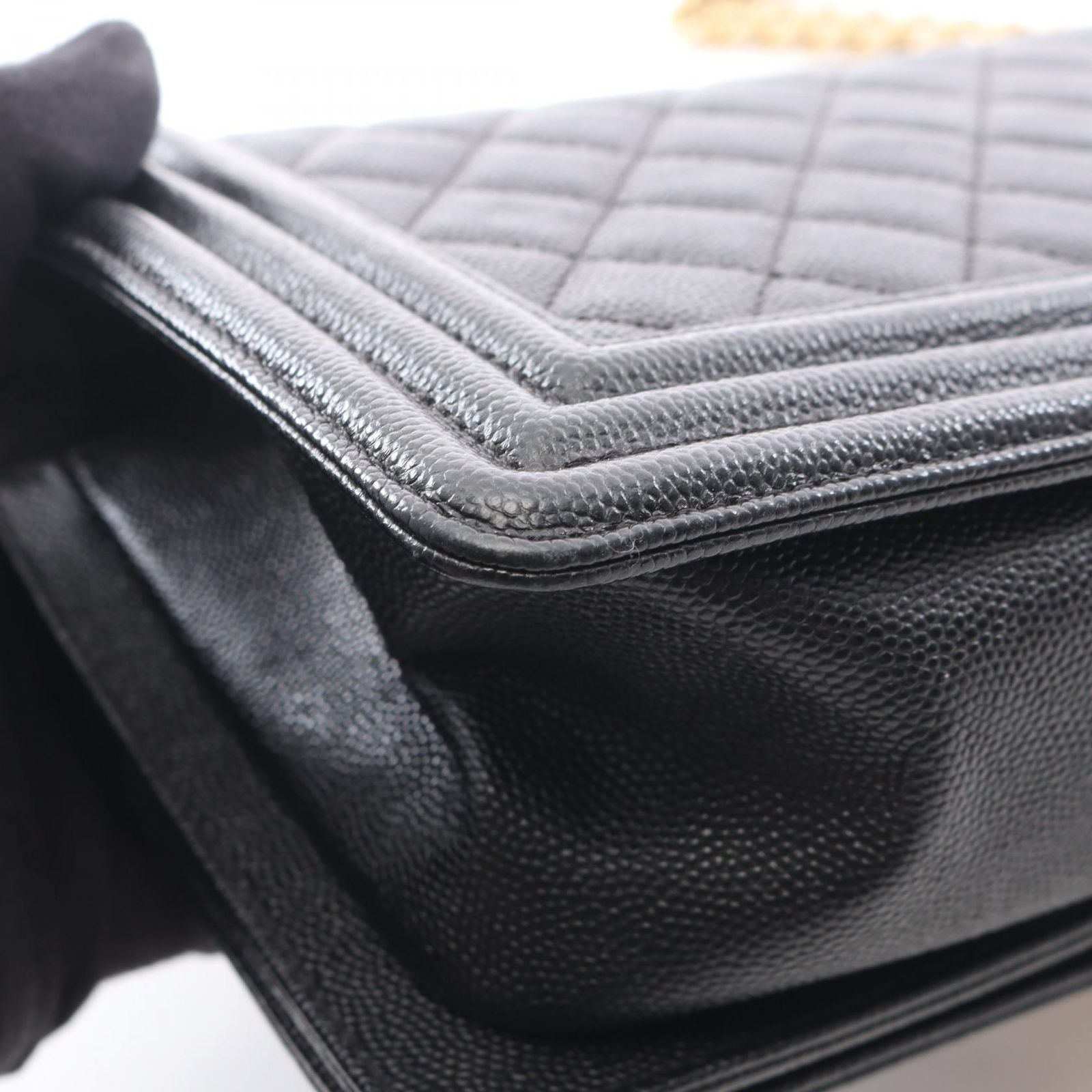 Chanel Shoulder Bag Black Caviar Leather Chain — view 6
