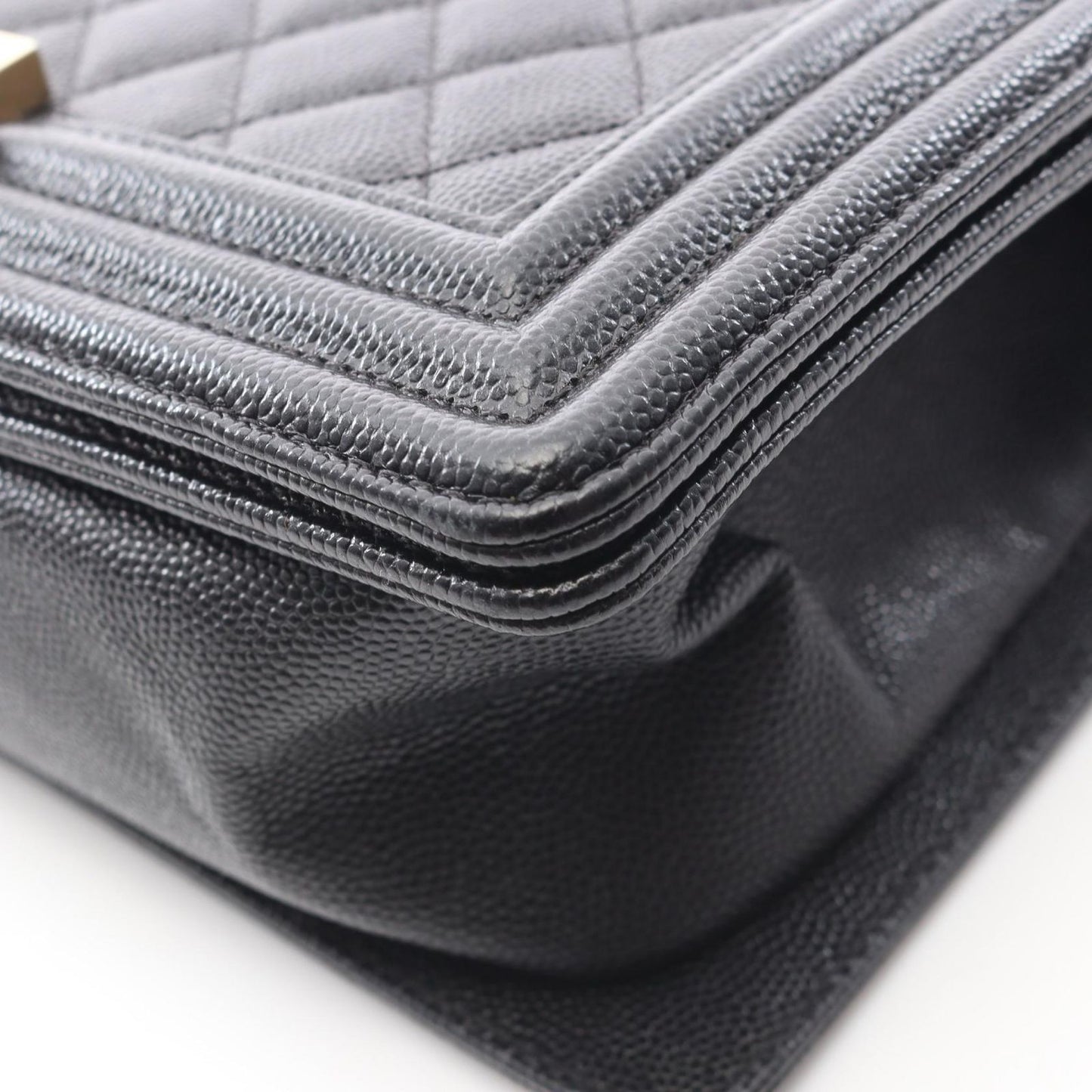 Chanel Shoulder Bag Black Caviar Leather Chain — view 7