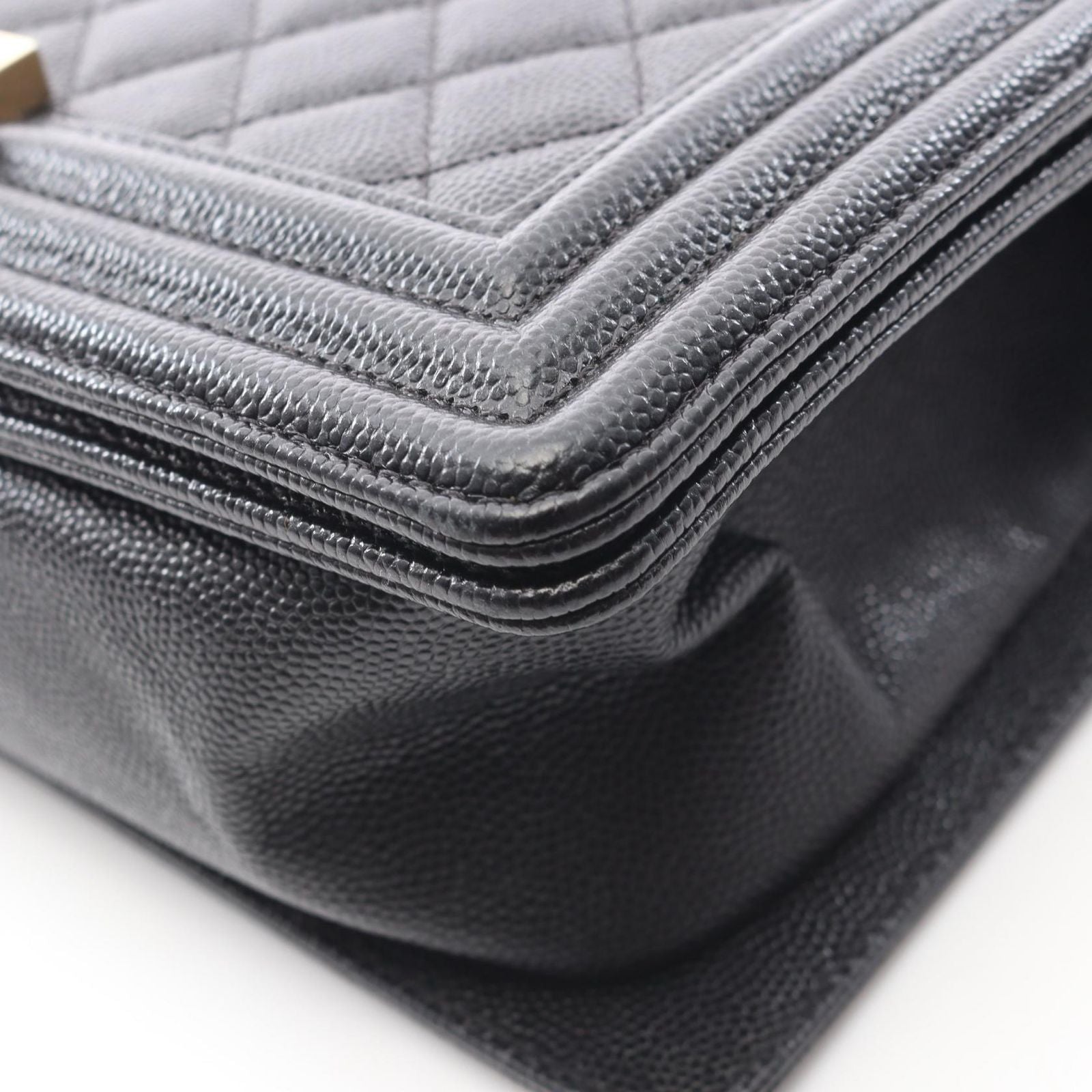 Chanel Shoulder Bag Black Caviar Leather Chain — view 7