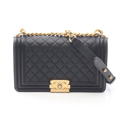 Chanel Shoulder Bag Black Caviar Leather Chain