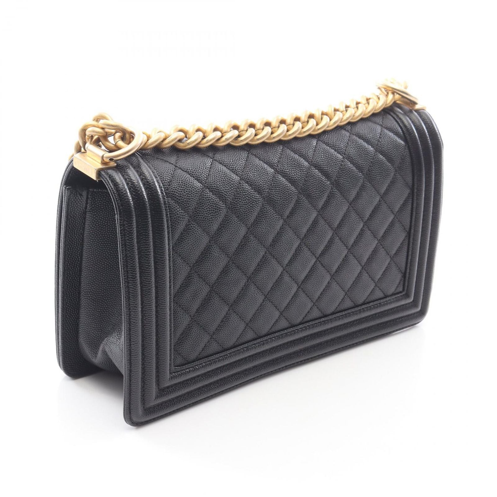 Chanel Shoulder Bag Black Caviar Leather Chain — view 2