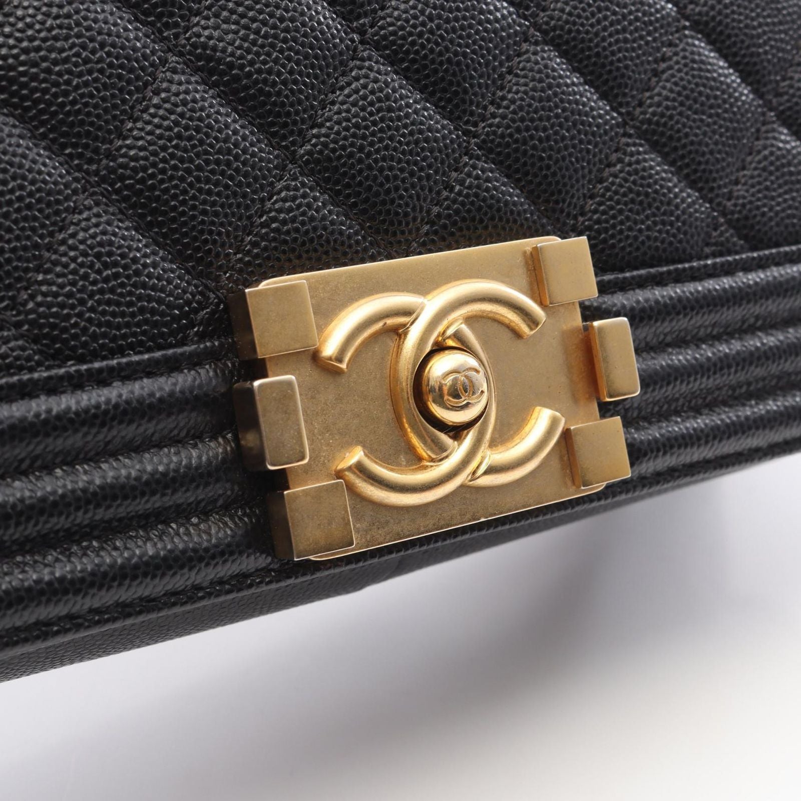 Chanel Shoulder Bag Black Caviar Leather Chain — view 8