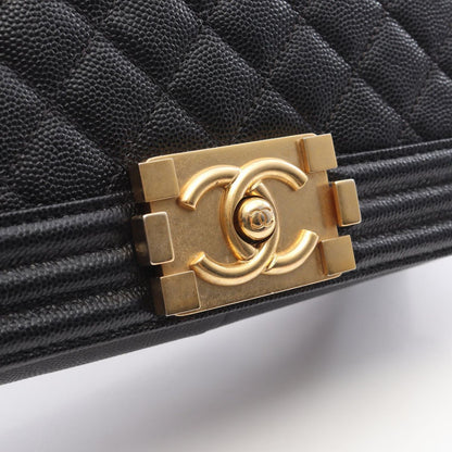 Chanel Shoulder Bag Black Caviar Leather Chain — view 8