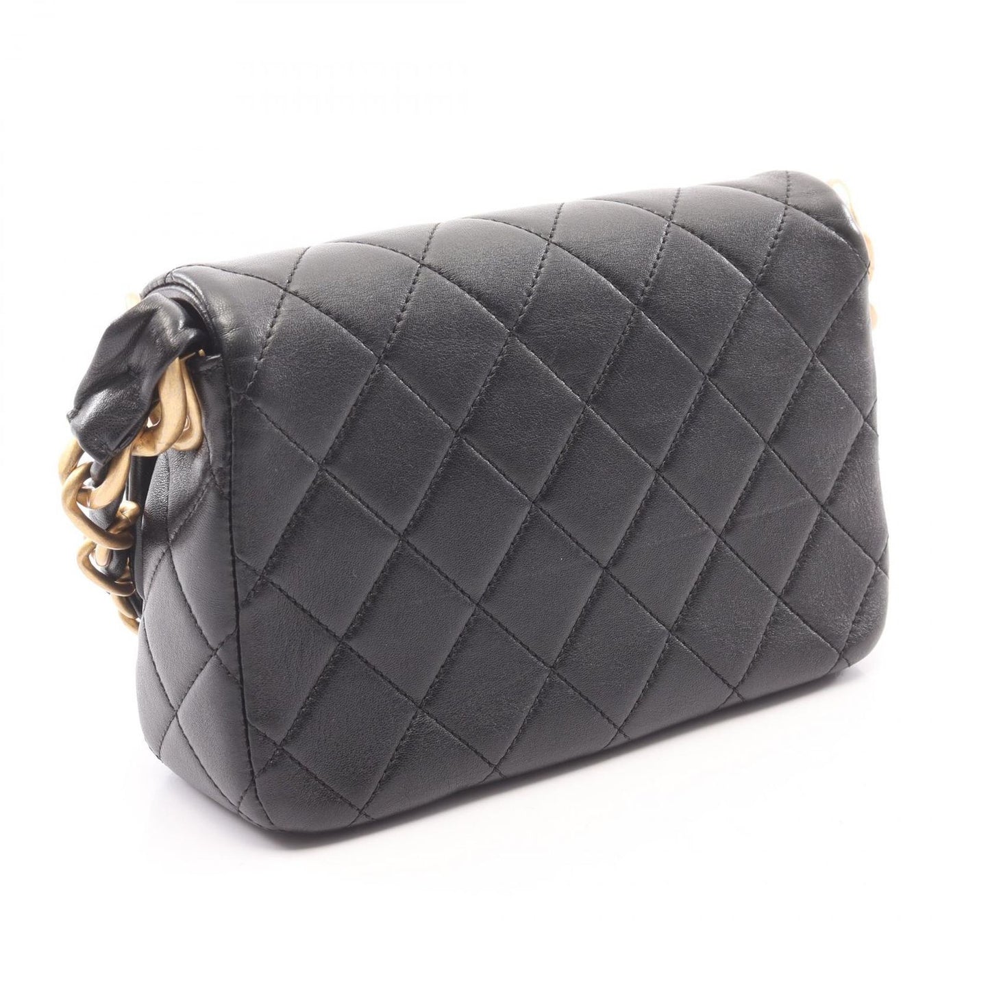 Chanel Shoulder Bag Quilted Small Flap Black Lambskin Chain — view 2