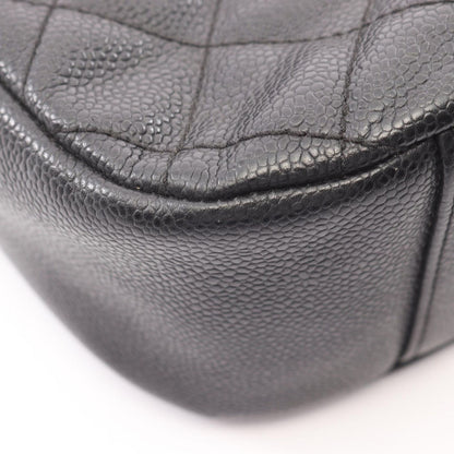 Chanel Shoulder Bag Quilted Black Caviar Leather CC Logo Chain — view 7