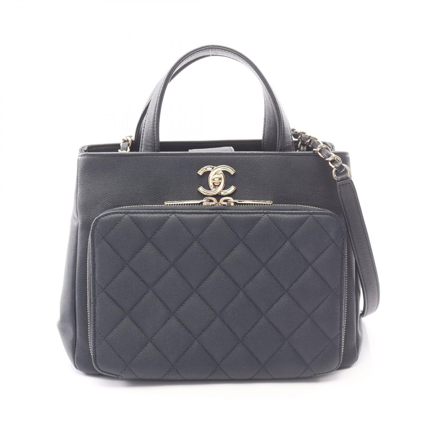 Chanel Shoulder Bag Business Affinity Quilted 2-Way Navy Caviar Leather
