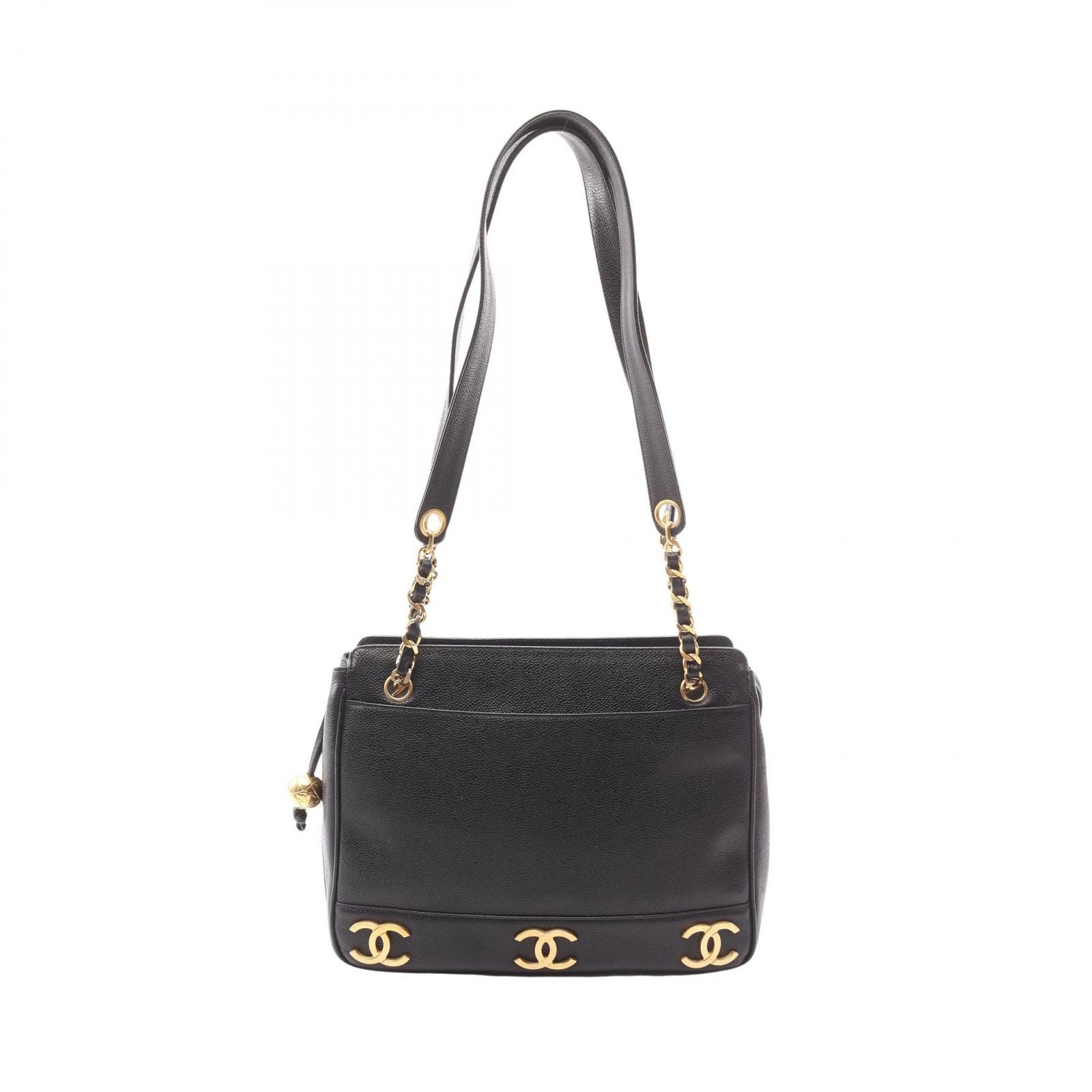 Chanel Tote Triple CC Logo Black Caviar Leather Coco