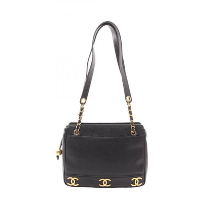 Chanel Tote Triple CC Logo Black Caviar Leather Coco