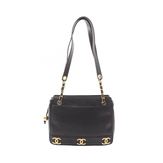 Chanel Tote Triple CC Logo Black Caviar Leather Coco