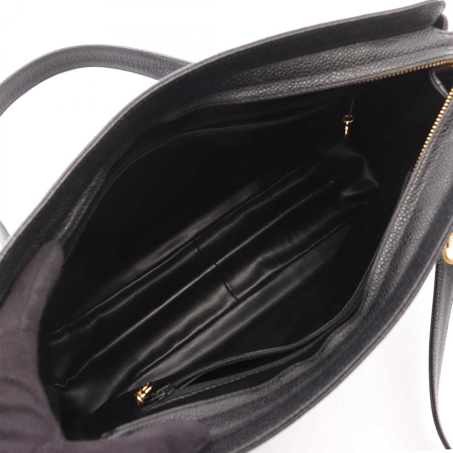 Chanel Tote Triple CC Logo Black Caviar Leather Coco — view 3