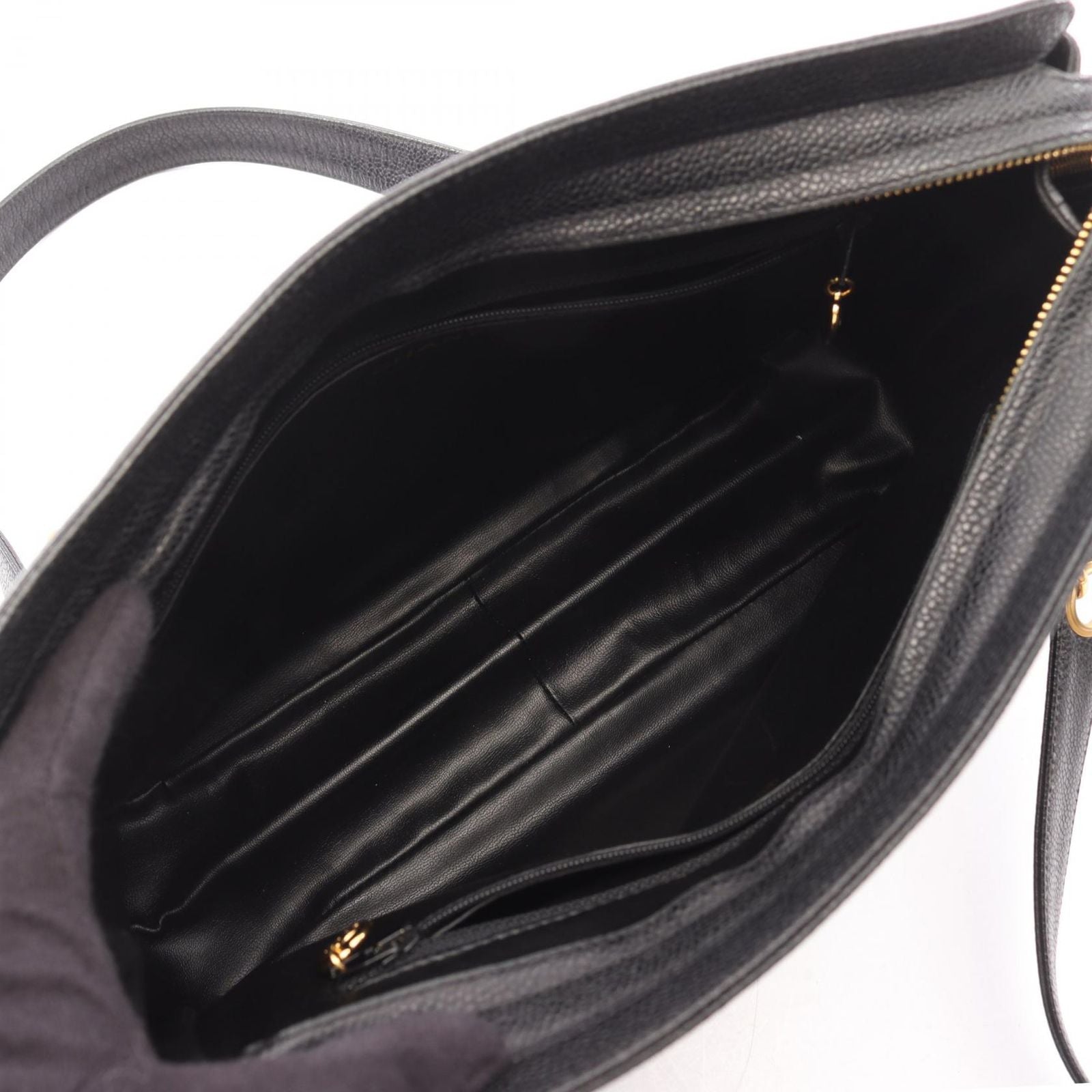 Chanel Tote Triple CC Logo Black Caviar Leather Coco — view 3