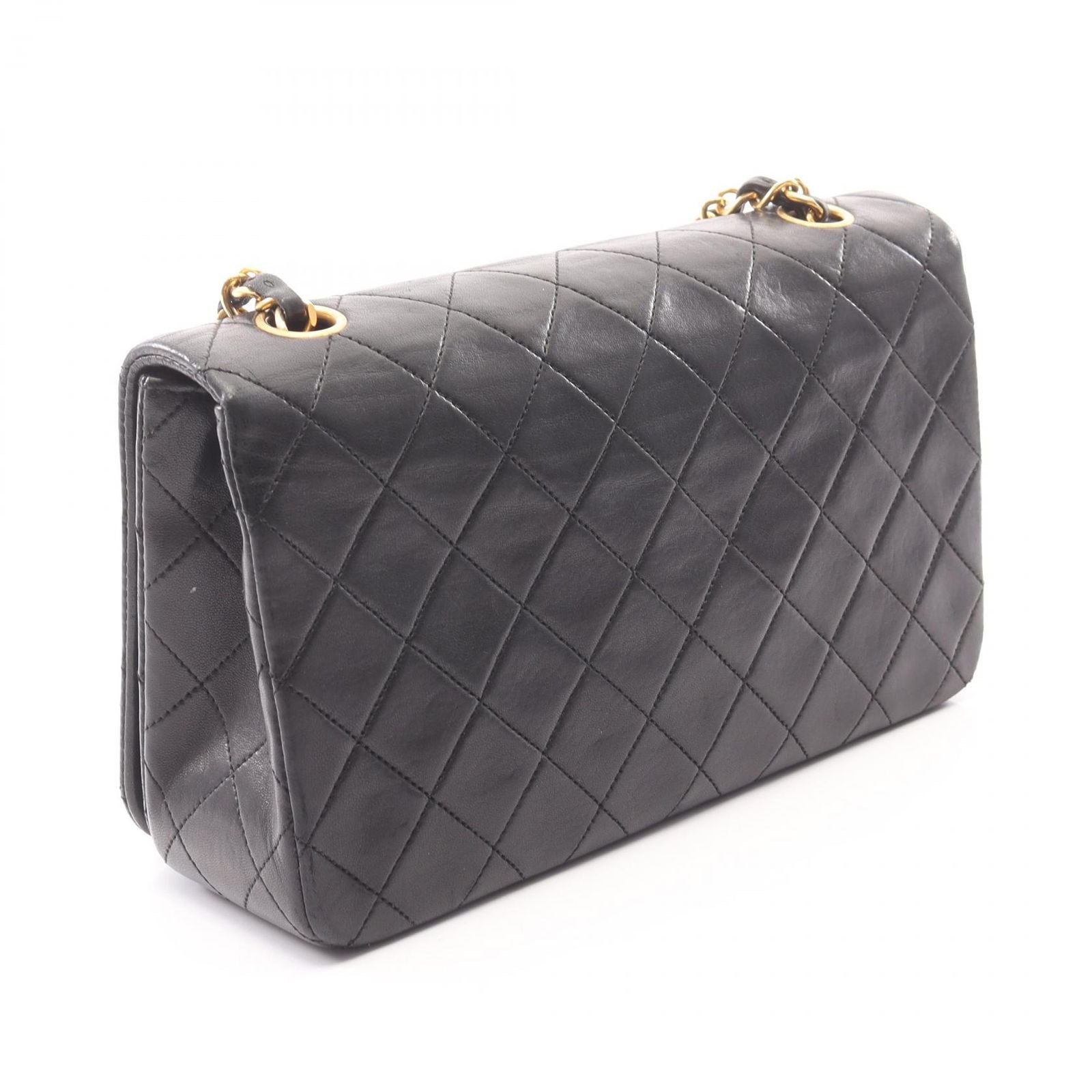 Chanel Shoulder Bag Full Flap Quilted Black Lambskin Chain — view 2