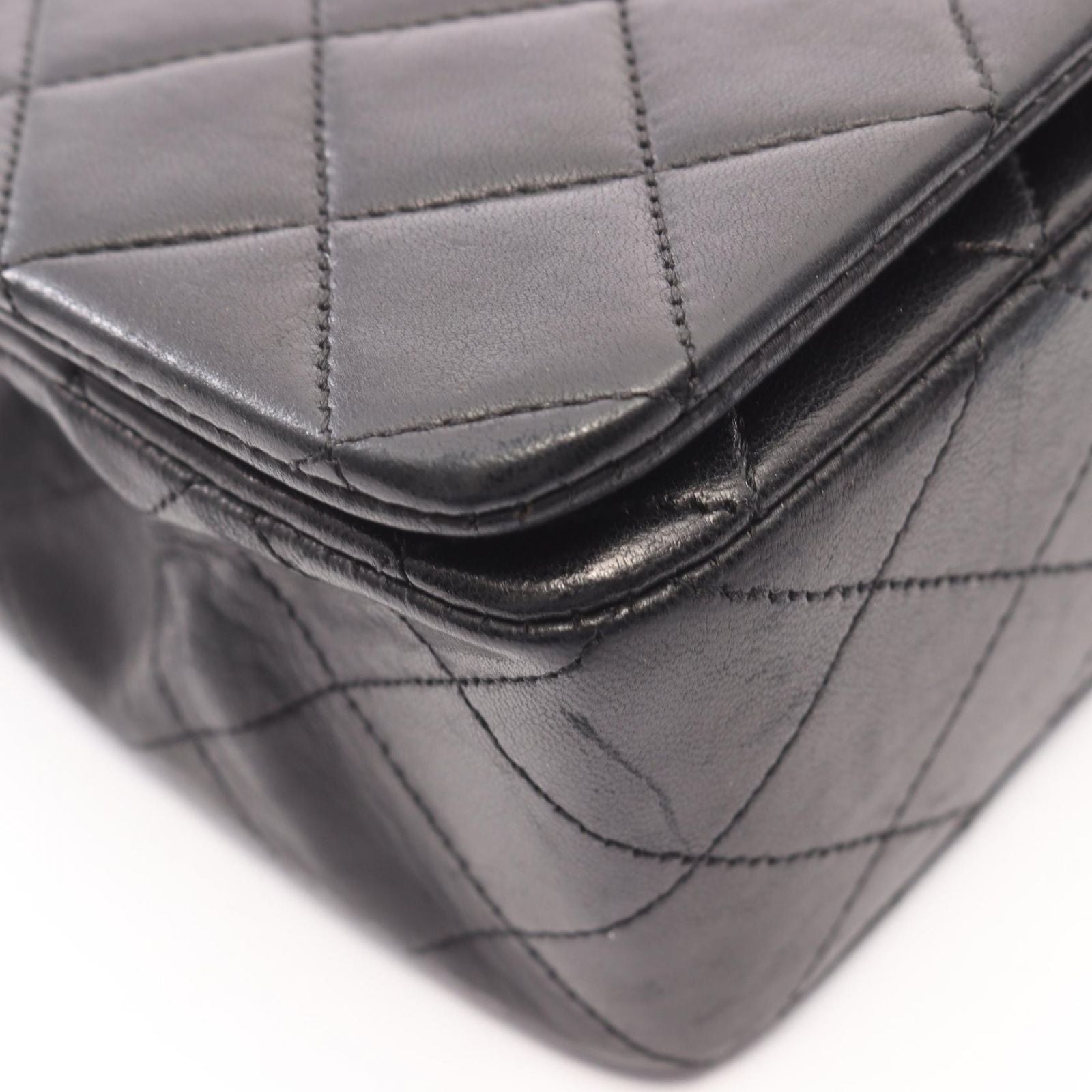 Chanel Shoulder Bag Full Flap Quilted Black Lambskin Chain — view 9