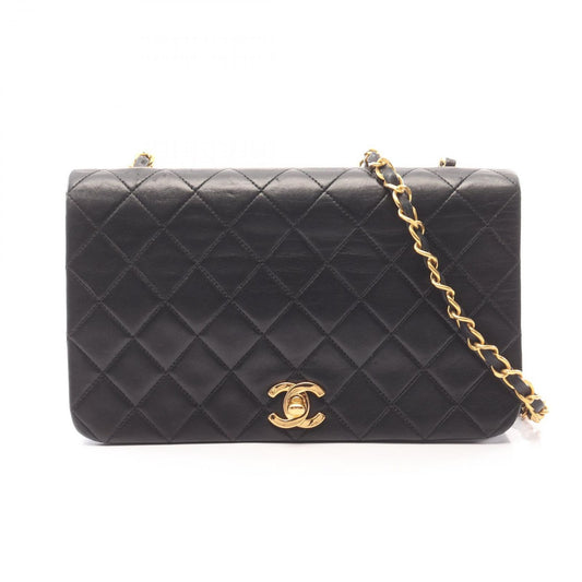 Chanel Shoulder Bag Full Flap Quilted Black Lambskin Chain