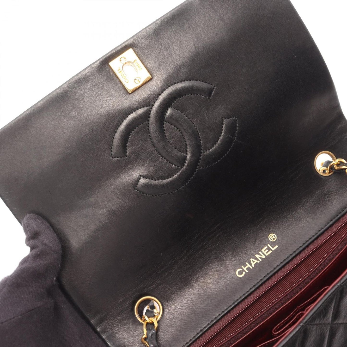 Chanel Shoulder Bag Full Flap Quilted Black Lambskin Chain — view 7