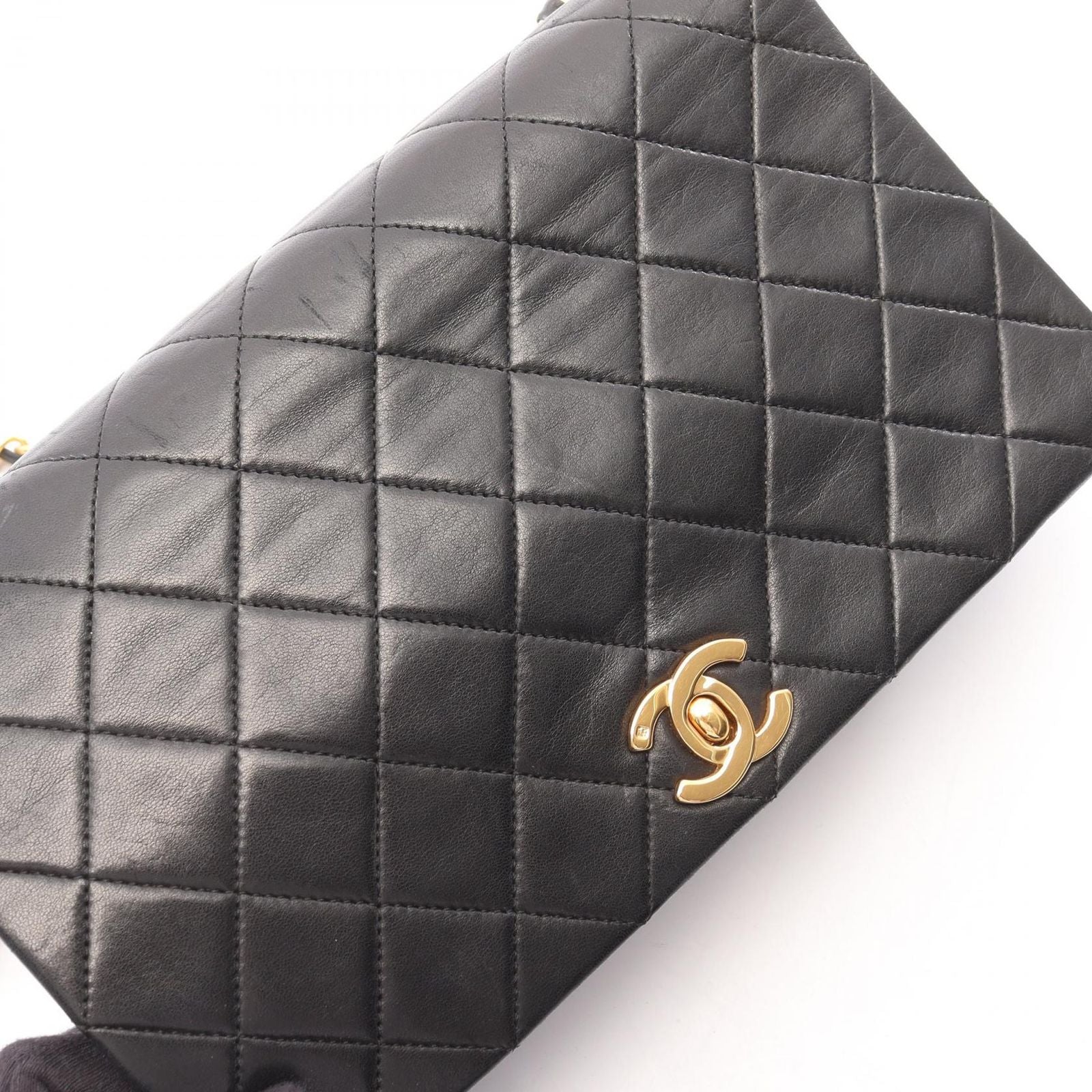 Chanel Shoulder Bag Full Flap Quilted Black Lambskin Chain — view 8