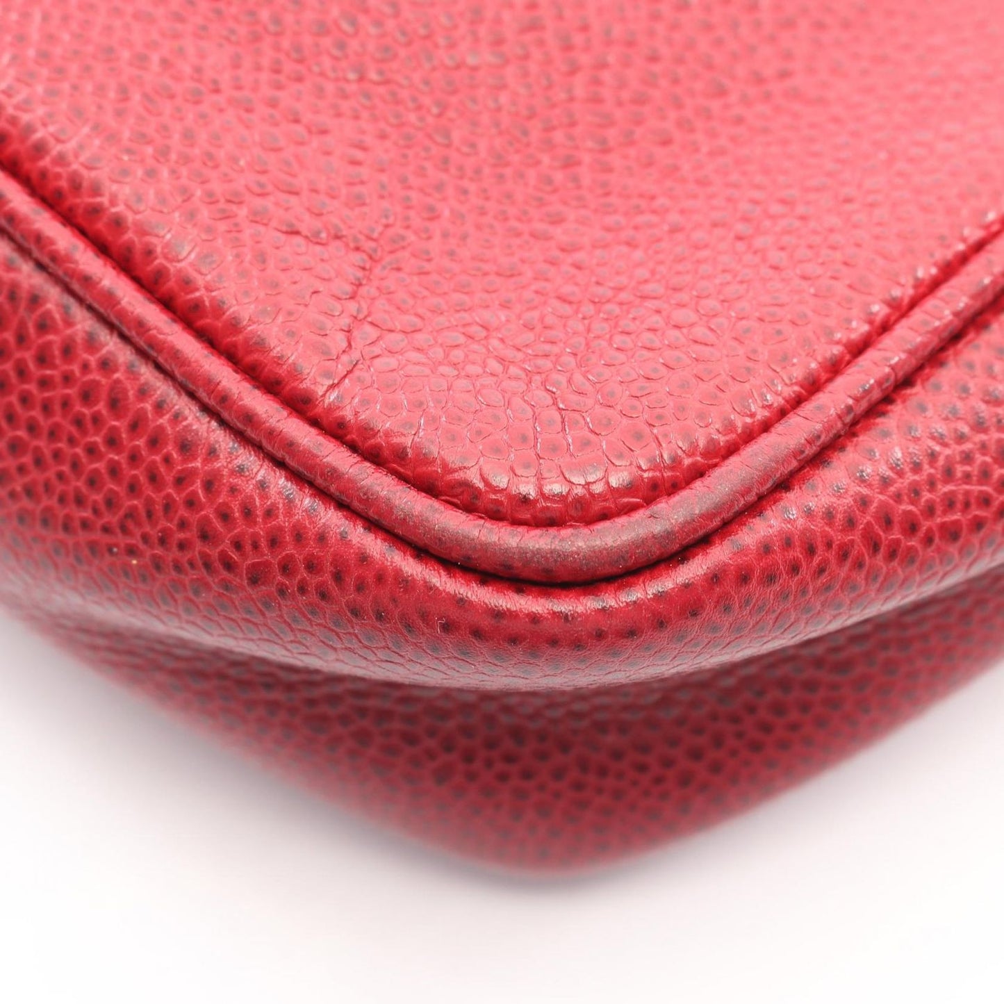 Chanel Tote CC Logo Red Caviar Leather CC Shoulder — view 7
