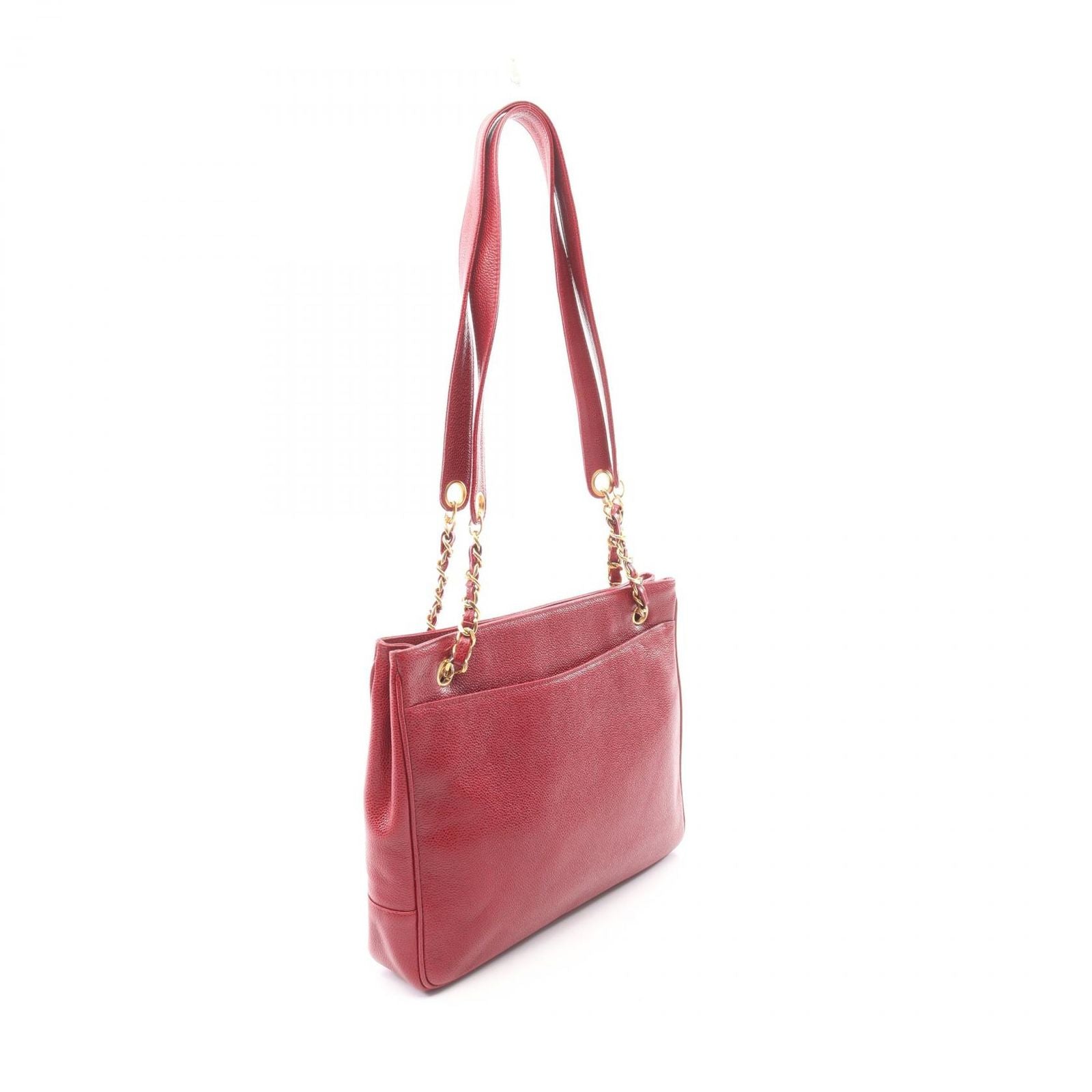 Chanel Tote CC Logo Red Caviar Leather CC Shoulder — view 2