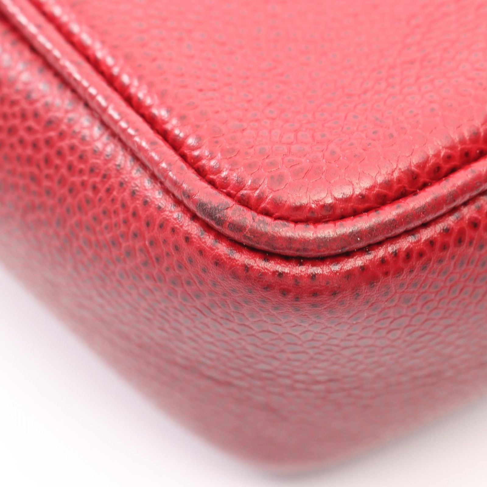 Chanel Tote CC Logo Red Caviar Leather CC Shoulder — view 8