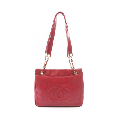 Chanel Tote CC Logo Red Caviar Leather CC Shoulder