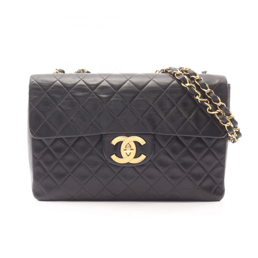 Chanel Shoulder Bag Big Quilted 34 Black Lambskin Chain