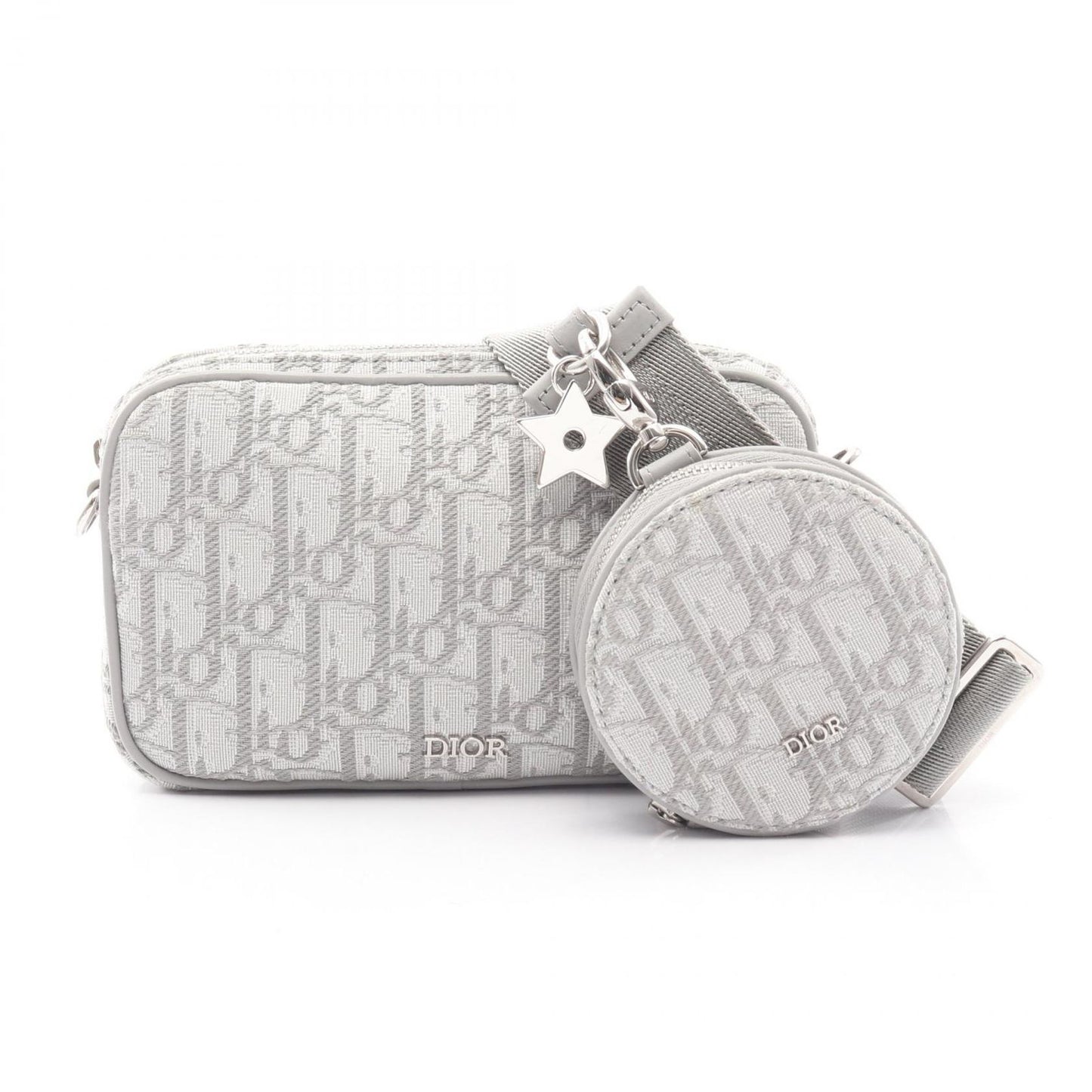 Dior Shoulder Bag Kids Multi Function Small White Oblique Gray Canvas