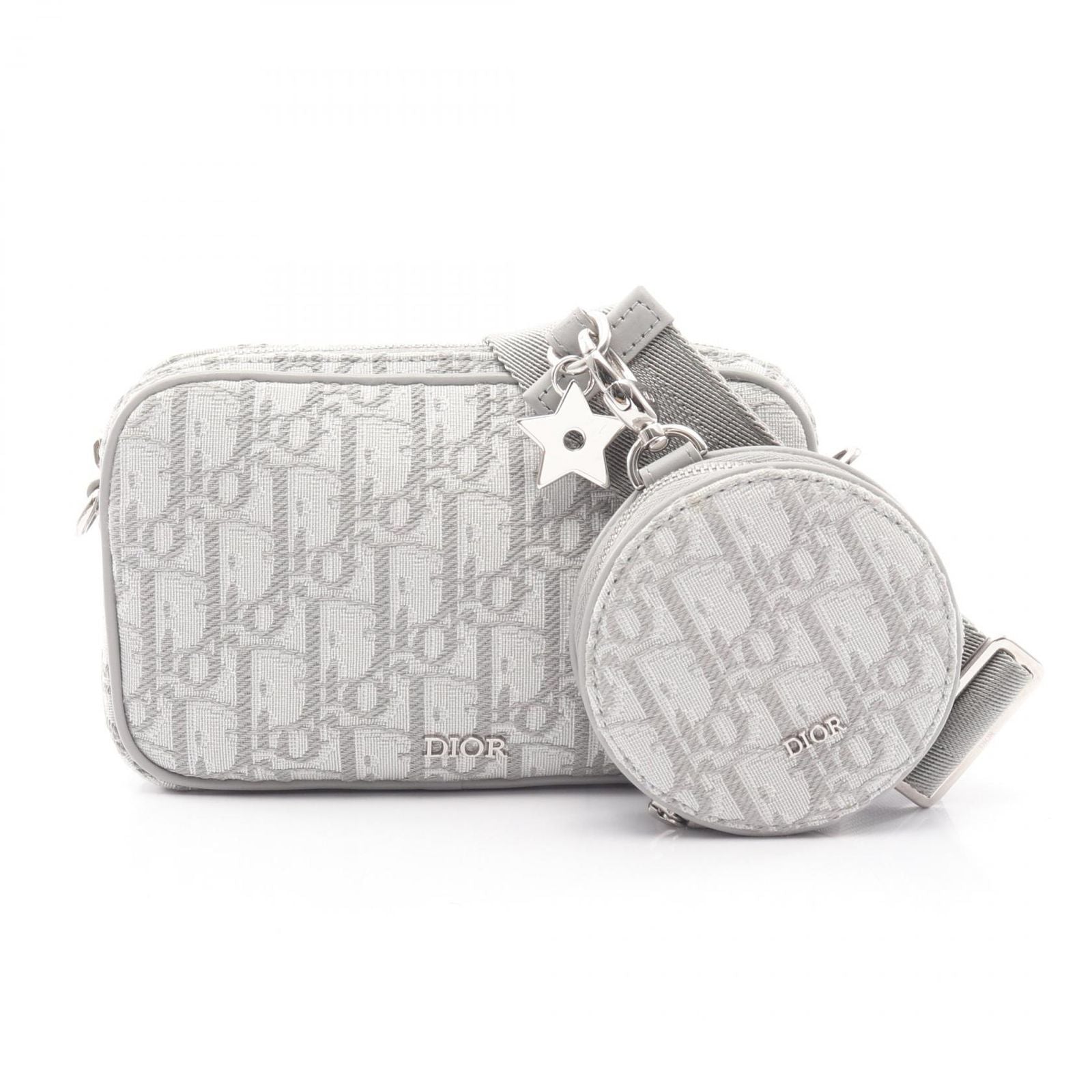Dior Shoulder Bag Kids Multi Function Small White Oblique Gray Canvas