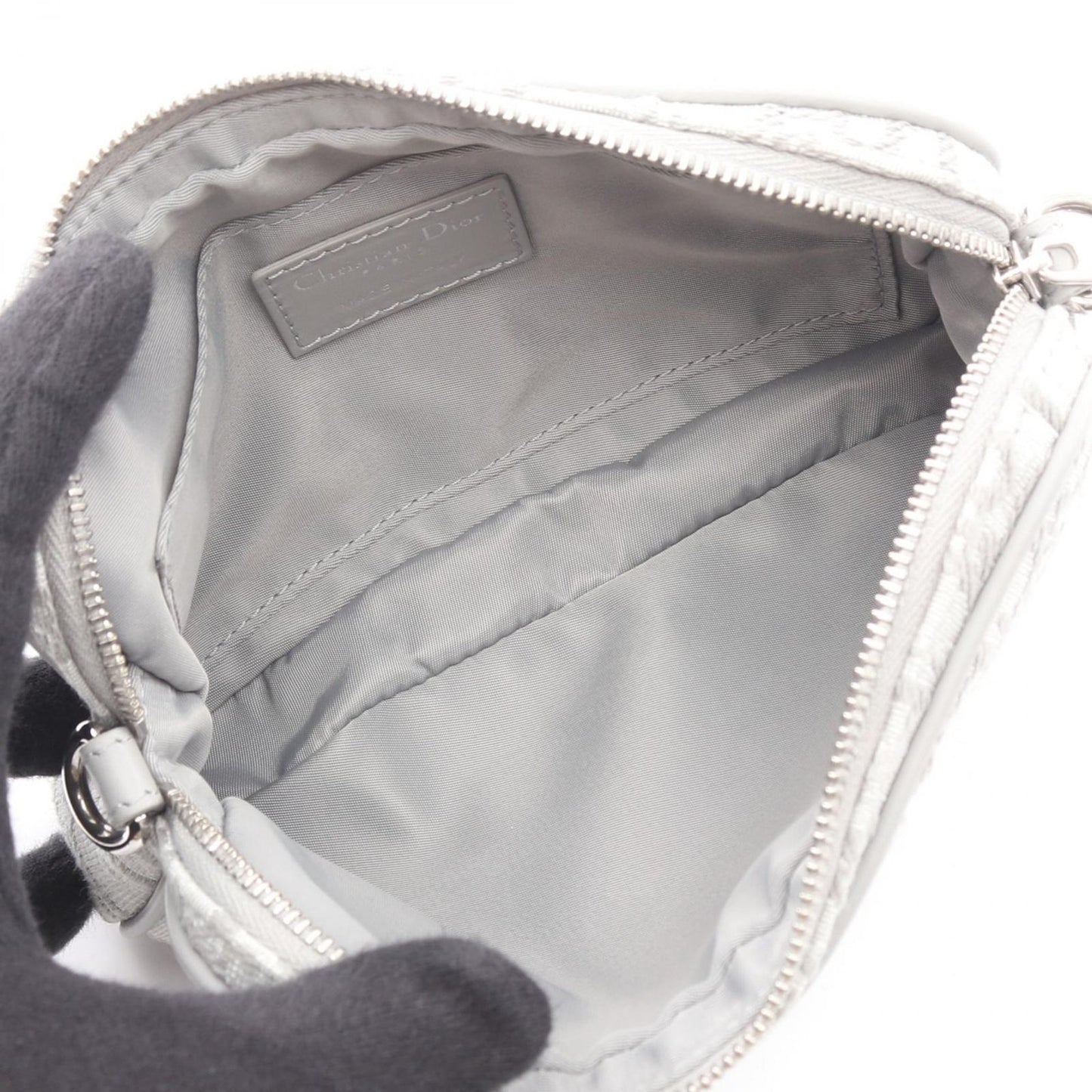 Dior Shoulder Bag Kids Multi Function Small White Oblique Gray Canvas — view 3