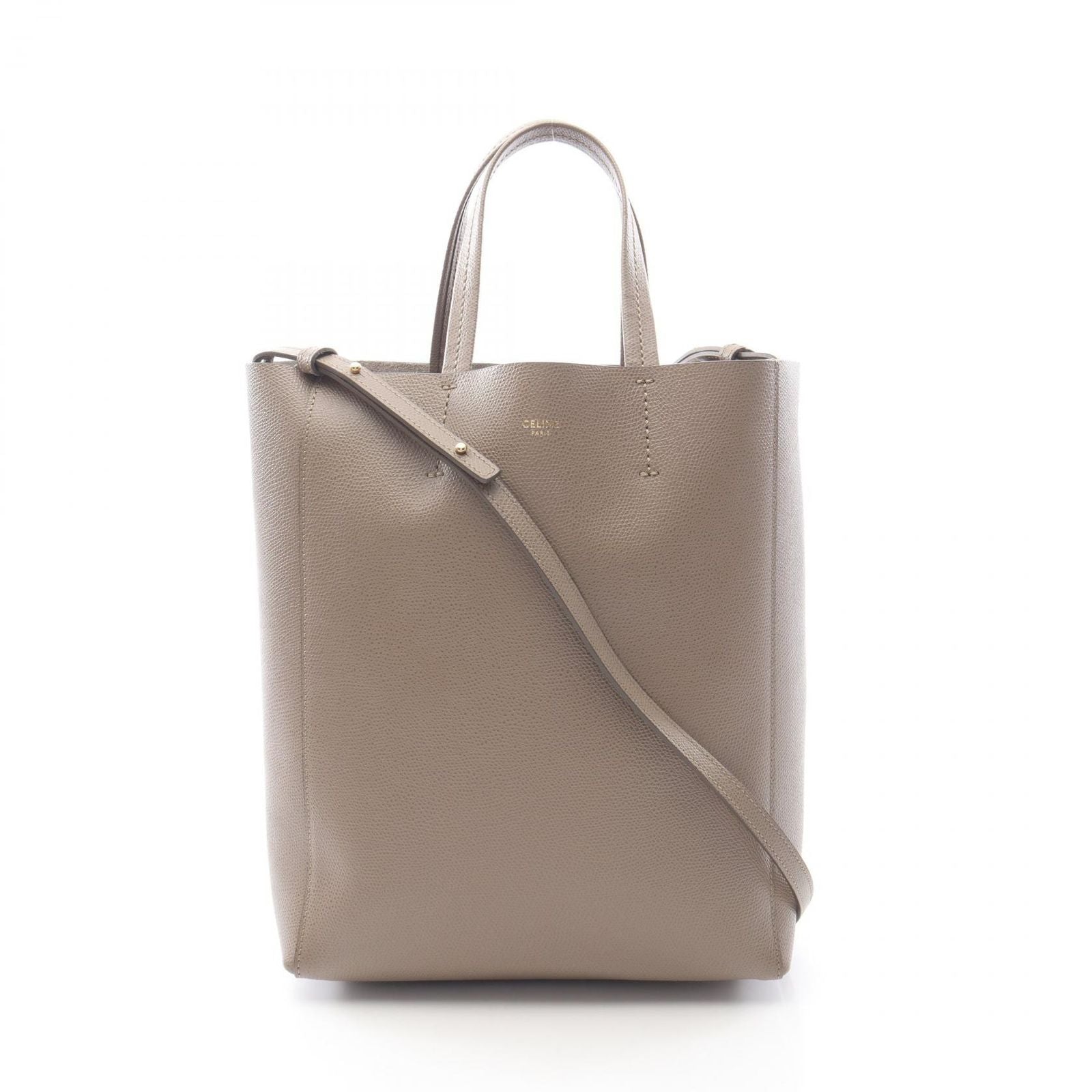 Celine Tote Vertical Small Cover 2-Way Gray Leather