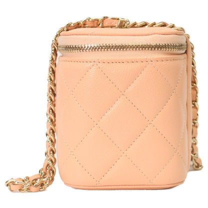 Chanel Pink Beige Caviar Gold Chain Vanity — view 2