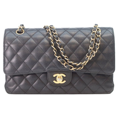 Chanel Black Caviar Gold Quilted 25 Shoulder Bag