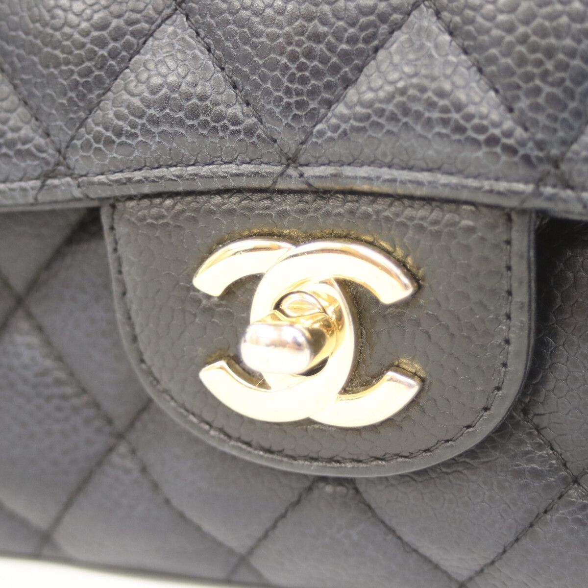 Chanel Black Caviar Gold Quilted 25 Shoulder Bag — view 6