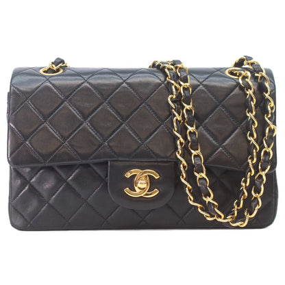 Chanel Black Lamb Gold Quilted 23 Shoulder Bag