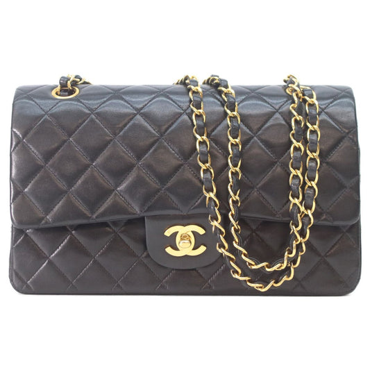 Chanel Black Lamb Gold Quilted 25 Shoulder Bag