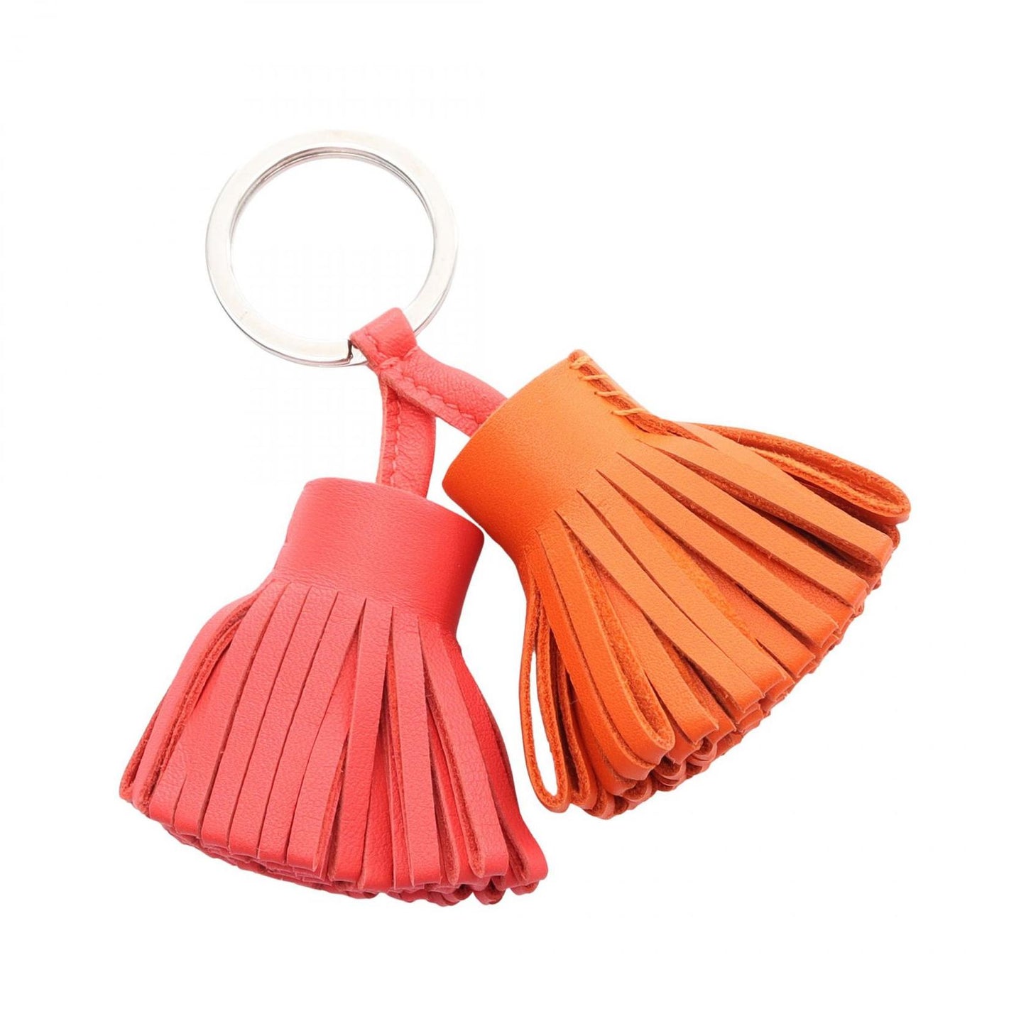 Hermes Charm Carmen Unodos Orange Poppy Rouge Pivoine Leather Keychain — view 2