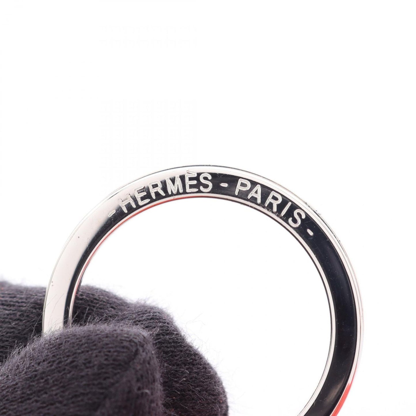 Hermes Charm Carmen Unodos Orange Poppy Rouge Pivoine Leather Keychain — view 3